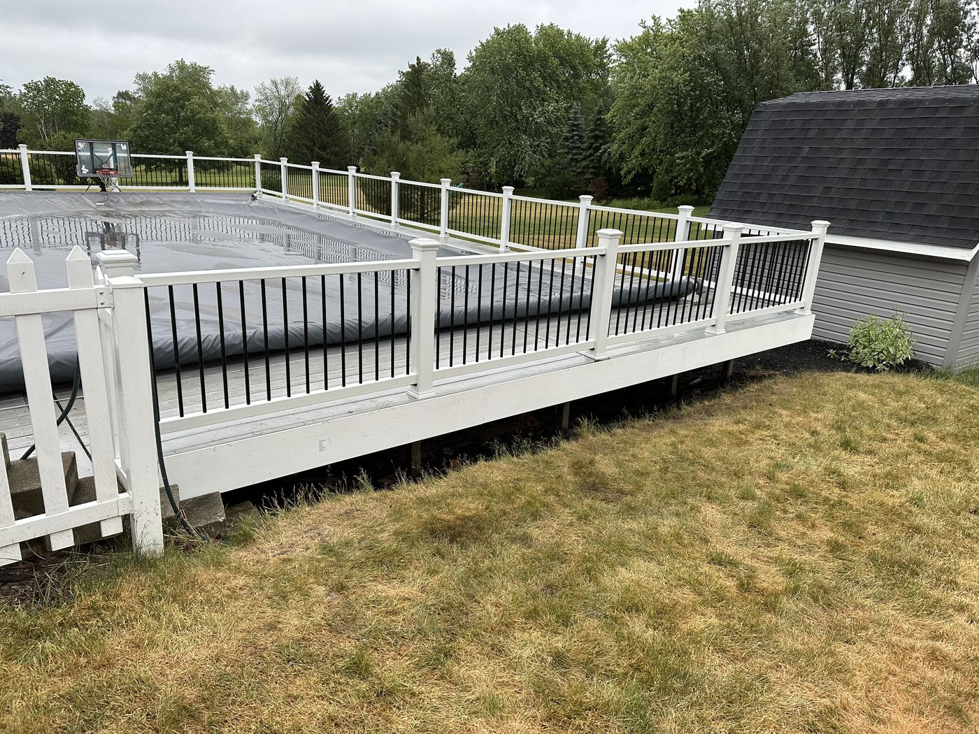 Poolside Deck, White Railings